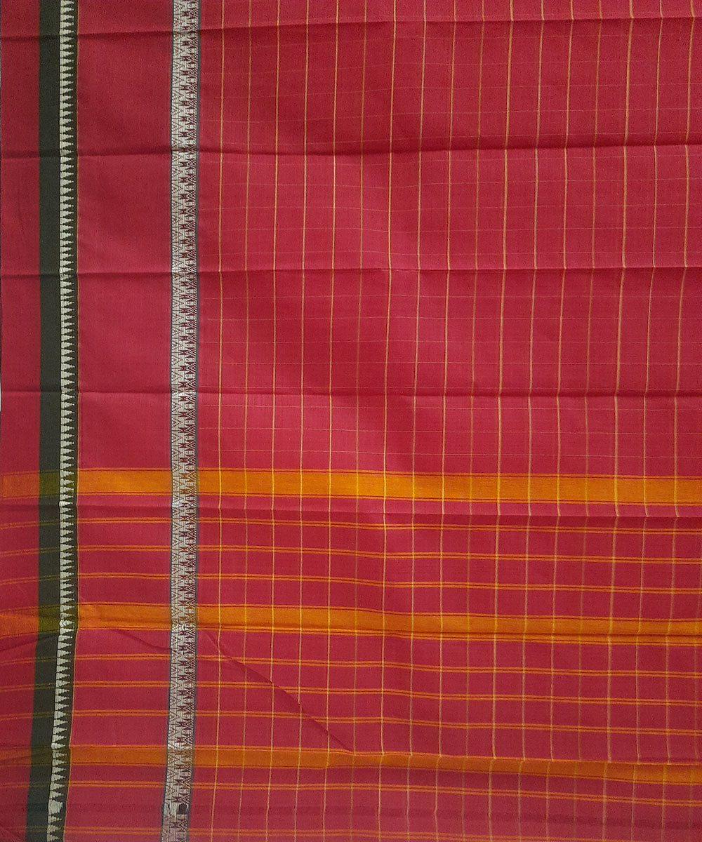 Pink handwoven narayanpet cotton saree