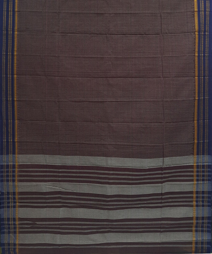 Dark brown handwoven cotton narayanpet saree
