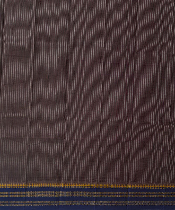Dark brown handwoven cotton narayanpet saree