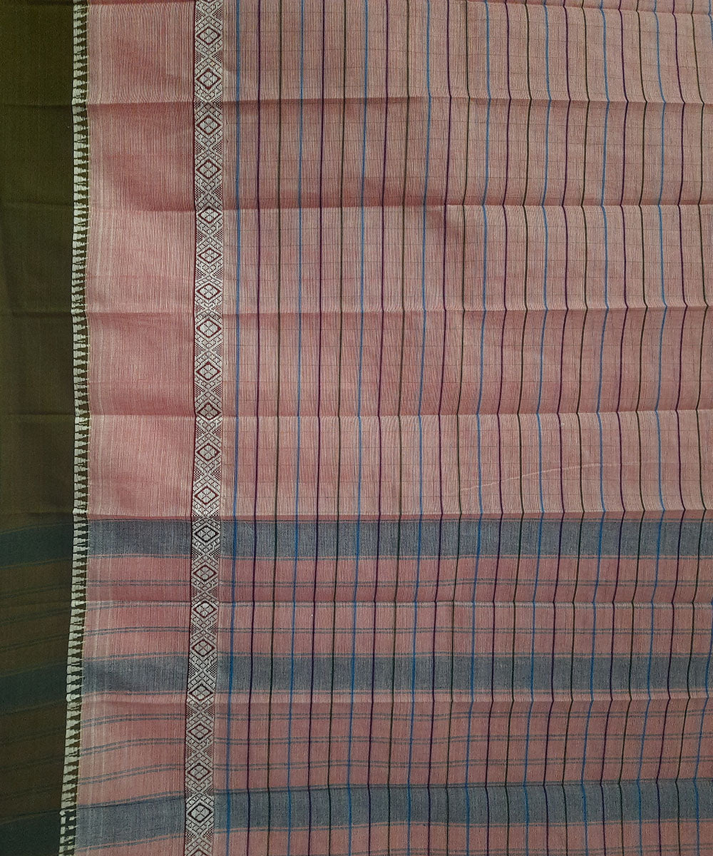 Pink hand woven cotton narayanpet saree