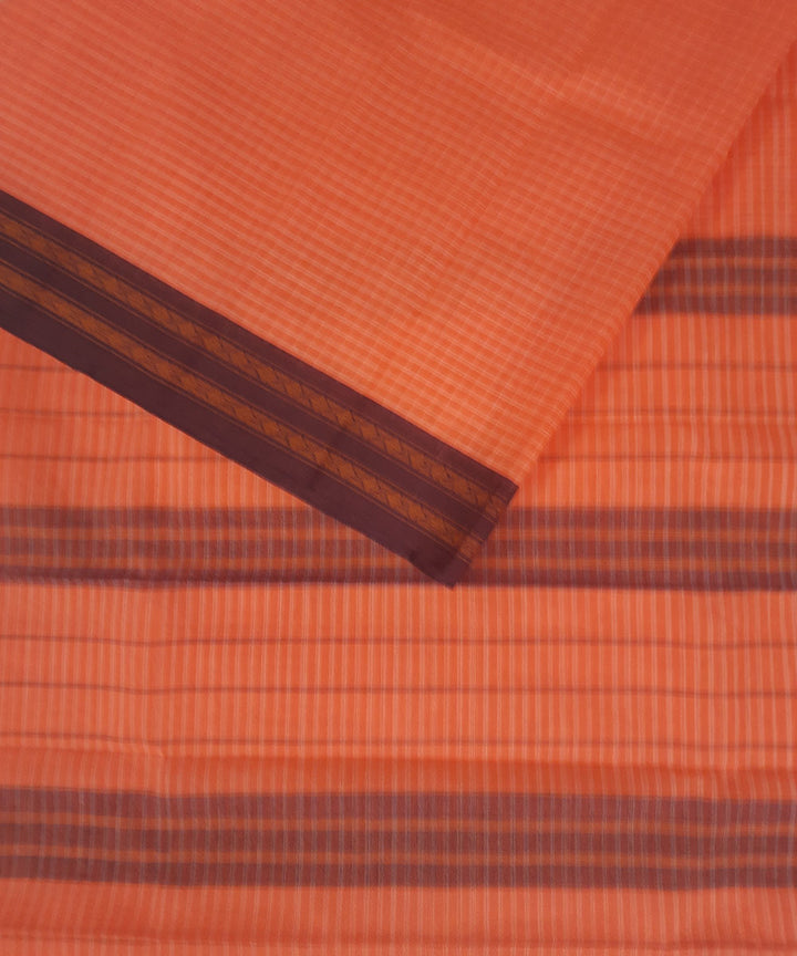 Orange handwoven cotton narayanpet saree