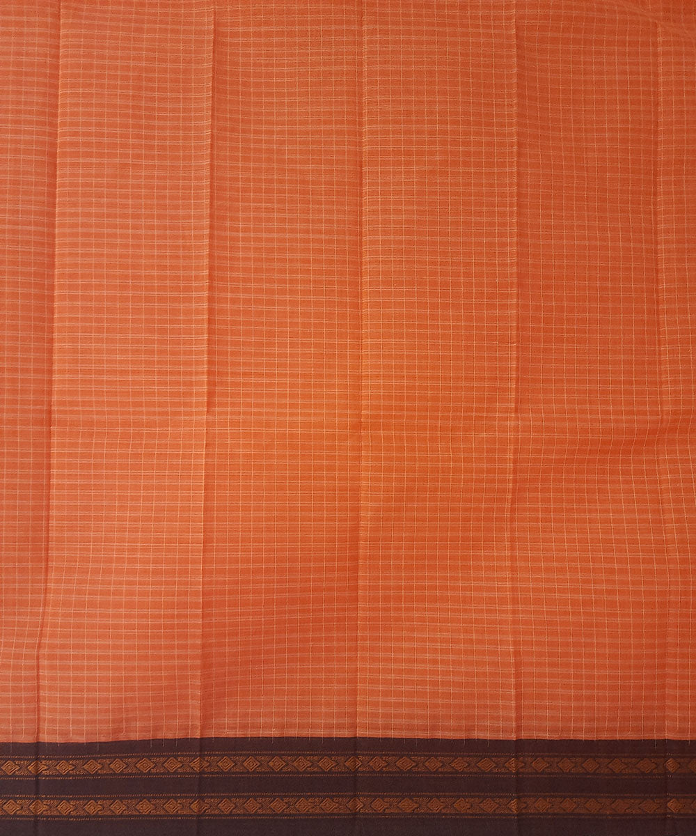 Orange handwoven cotton narayanpet saree