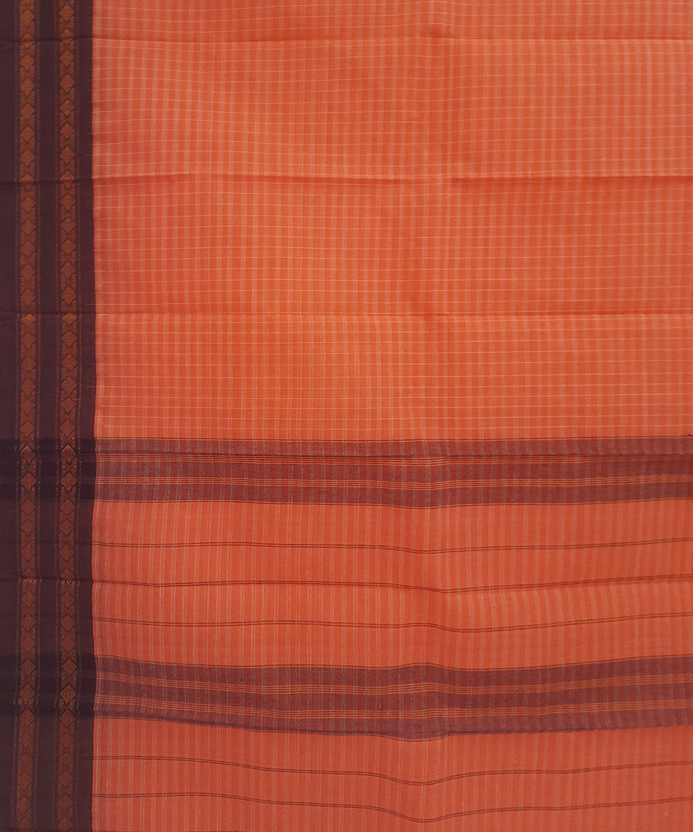 Orange handwoven cotton narayanpet saree