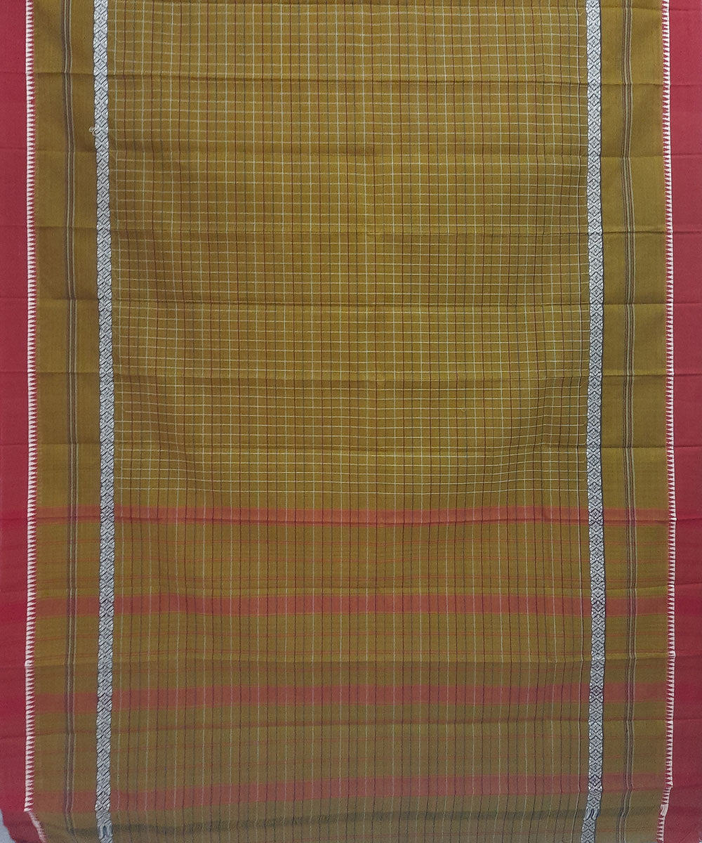 Olive green handwoven cotton narayanpet saree