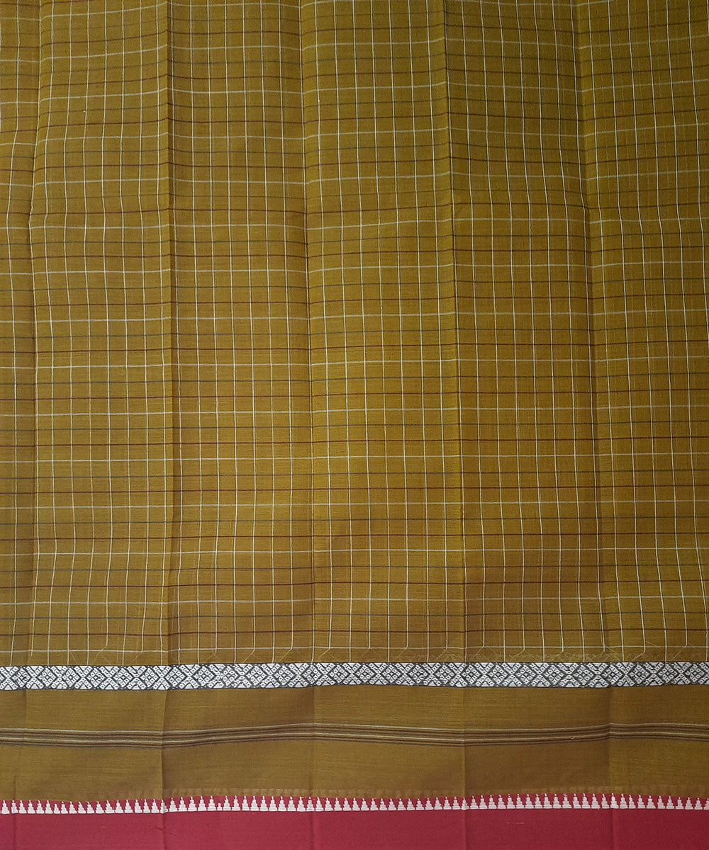 Olive green handwoven cotton narayanpet saree