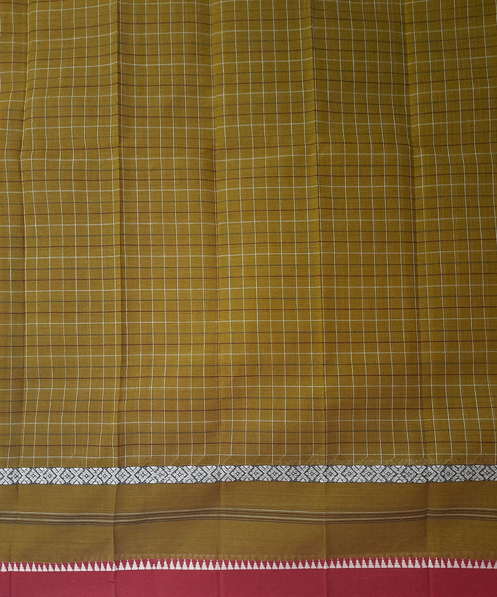 Olive green handwoven cotton narayanpet saree