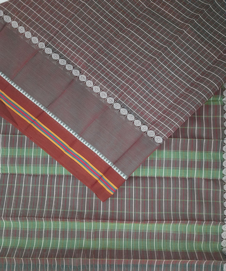 Grey handwoven cotton narayanpet saree