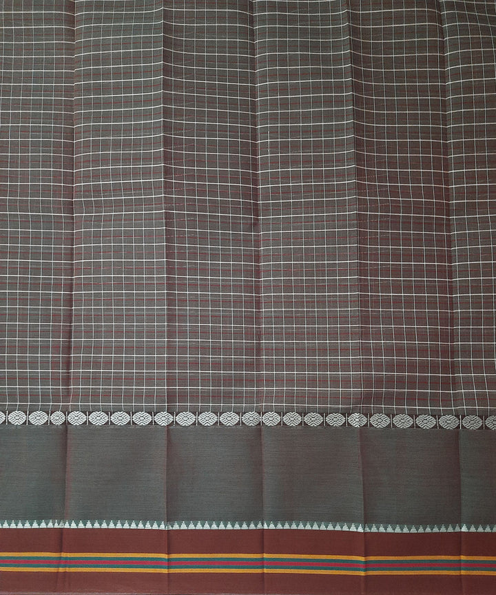 Grey handwoven cotton narayanpet saree