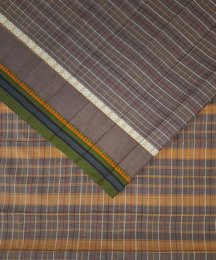 Grey hand woven cotton narayanpet saree