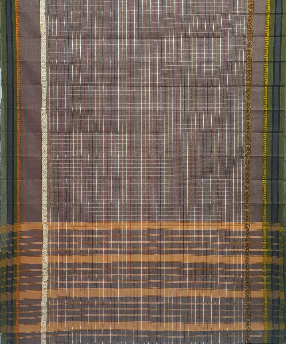 Grey hand woven cotton narayanpet saree