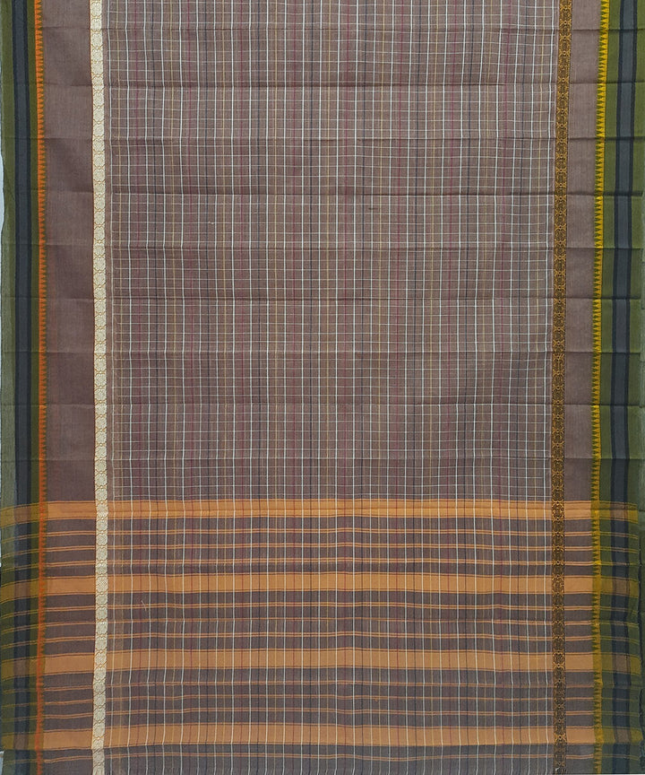 Grey hand woven cotton narayanpet saree