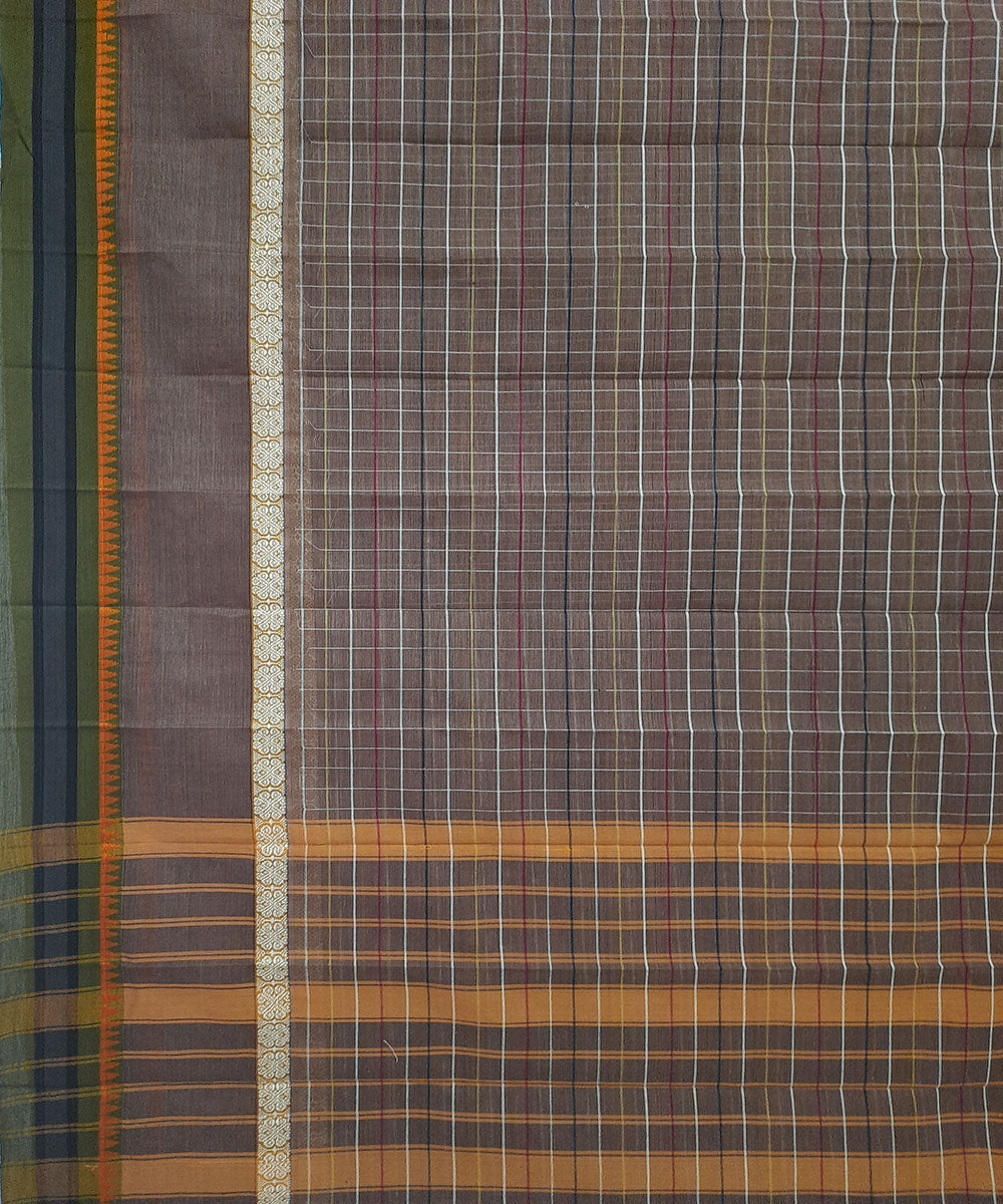 Grey hand woven cotton narayanpet saree