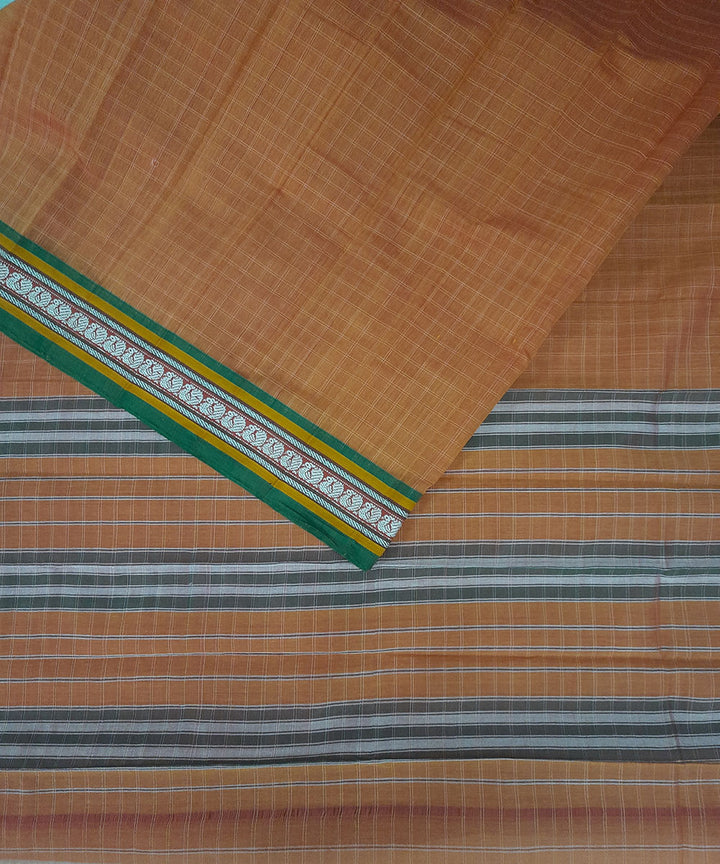 Orange hand woven cotton narayanpet saree