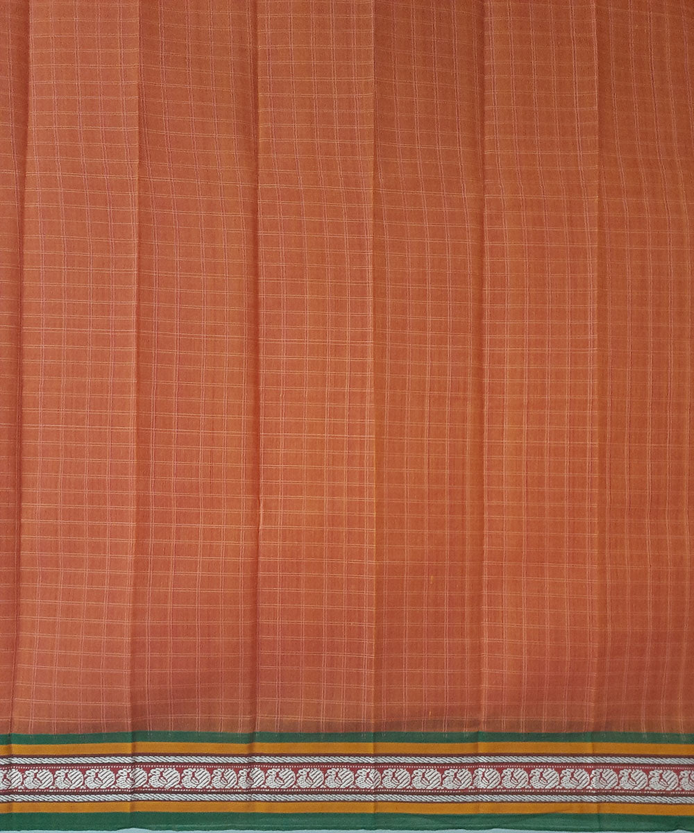 Orange hand woven cotton narayanpet saree