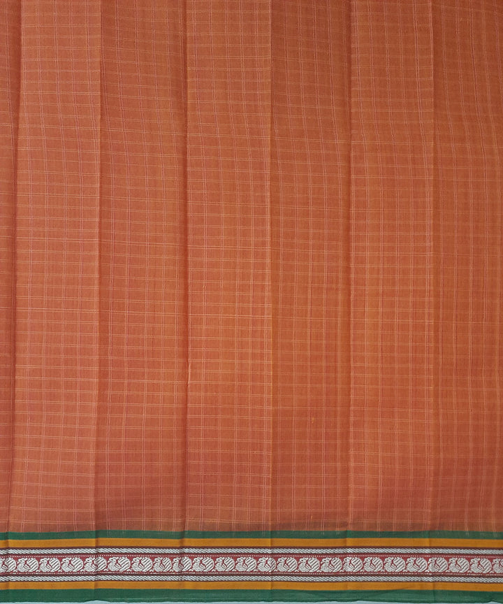 Orange hand woven cotton narayanpet saree