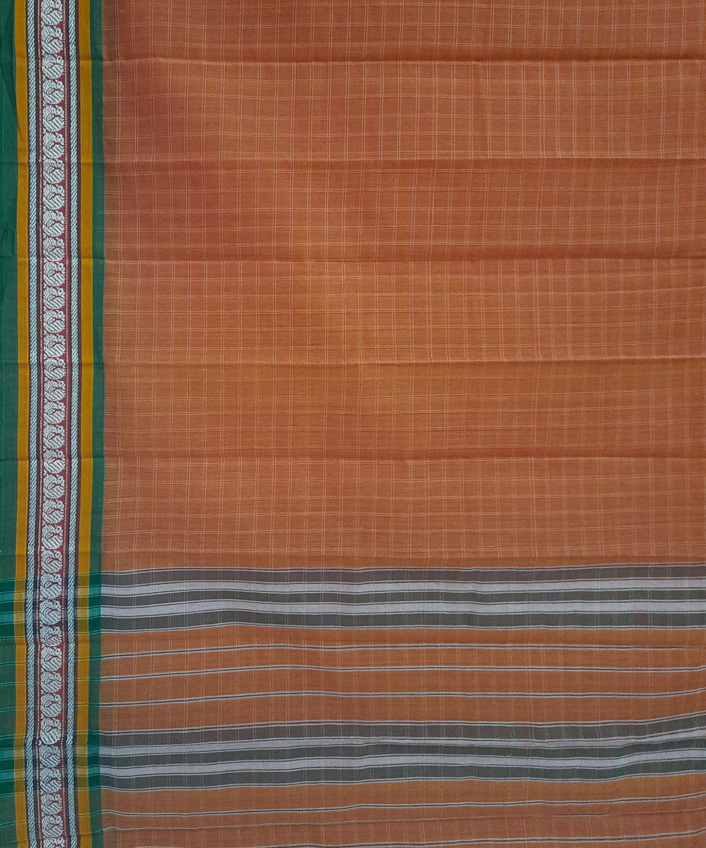 Orange hand woven cotton narayanpet saree