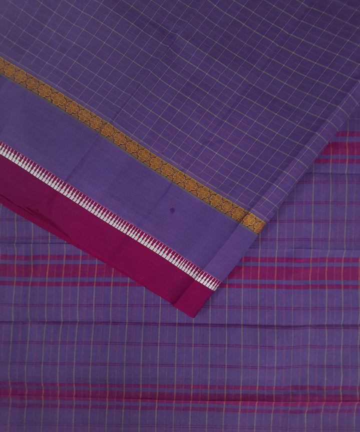 Purple handwoven cotton narayanpet saree