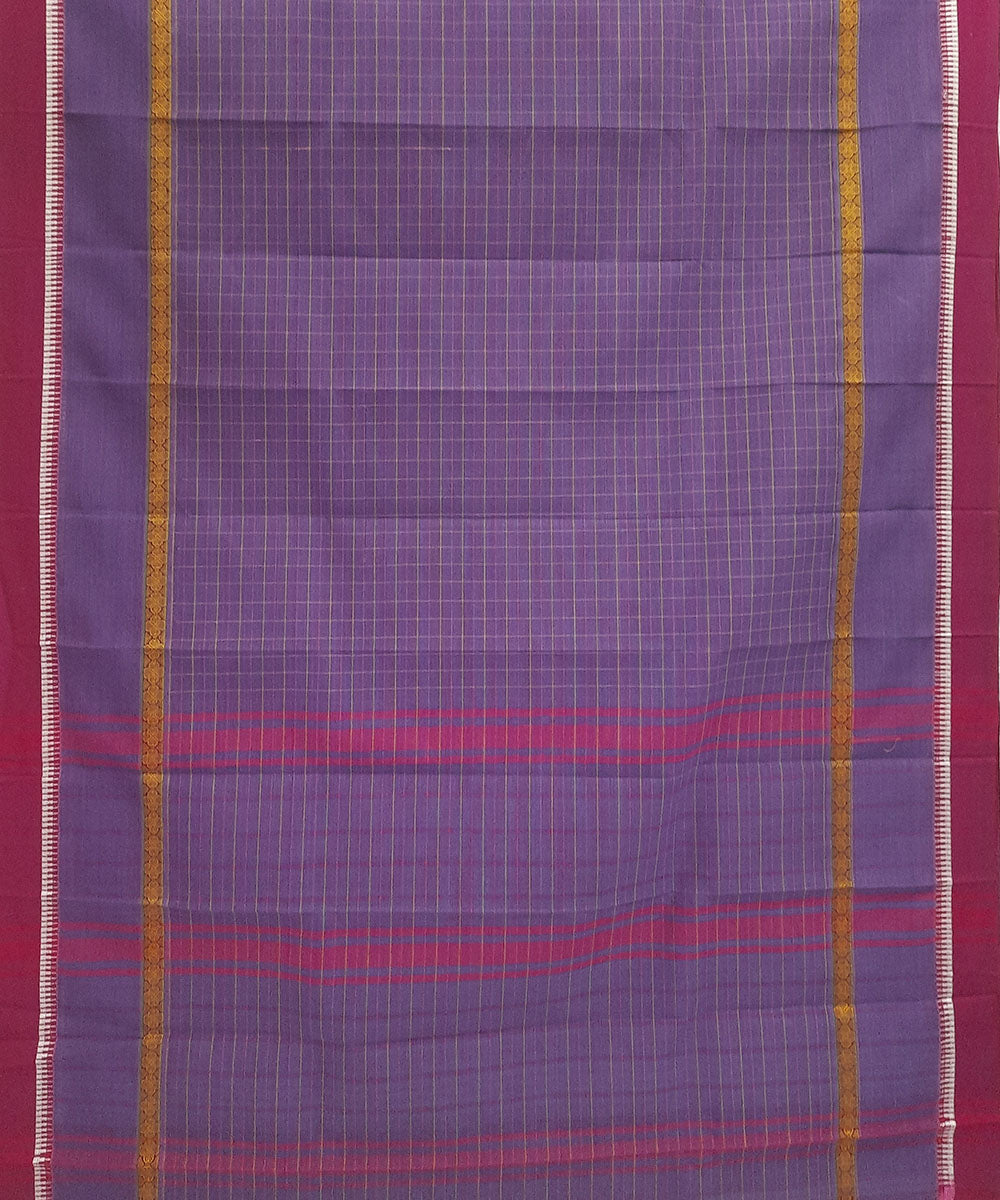 Purple handwoven cotton narayanpet saree