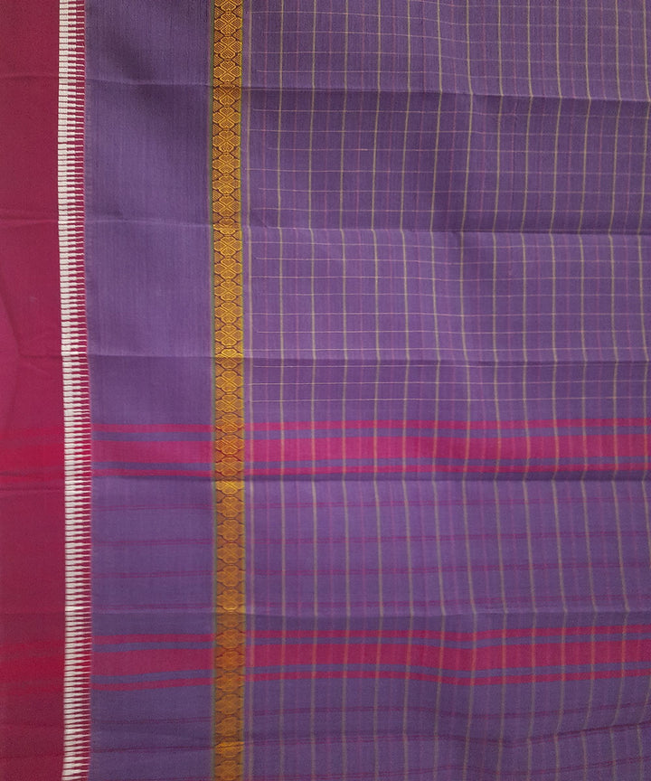 Purple handwoven cotton narayanpet saree