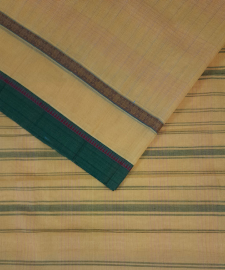 Light yellow handwoven cotton narayanpet saree