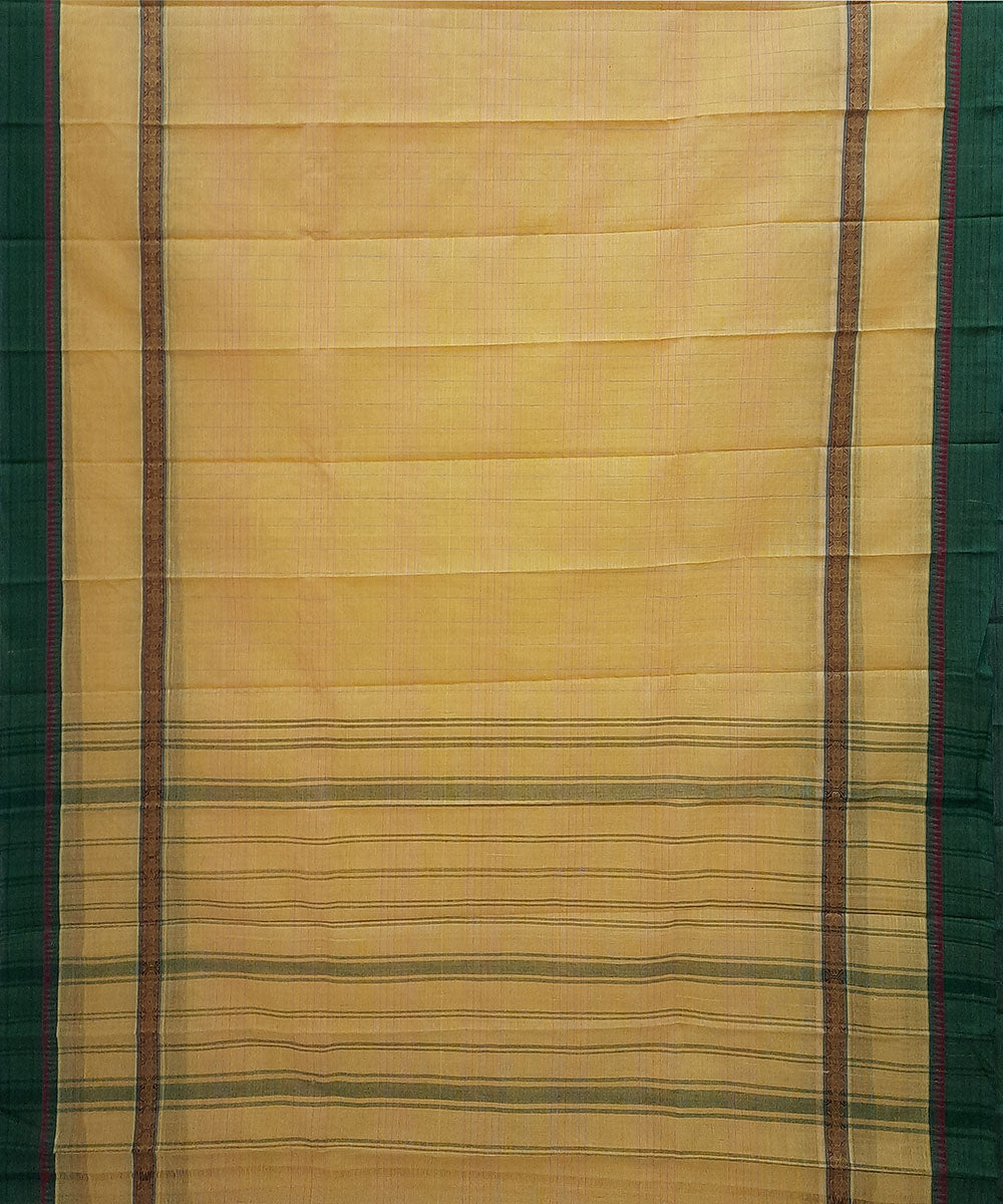 Light yellow handwoven cotton narayanpet saree
