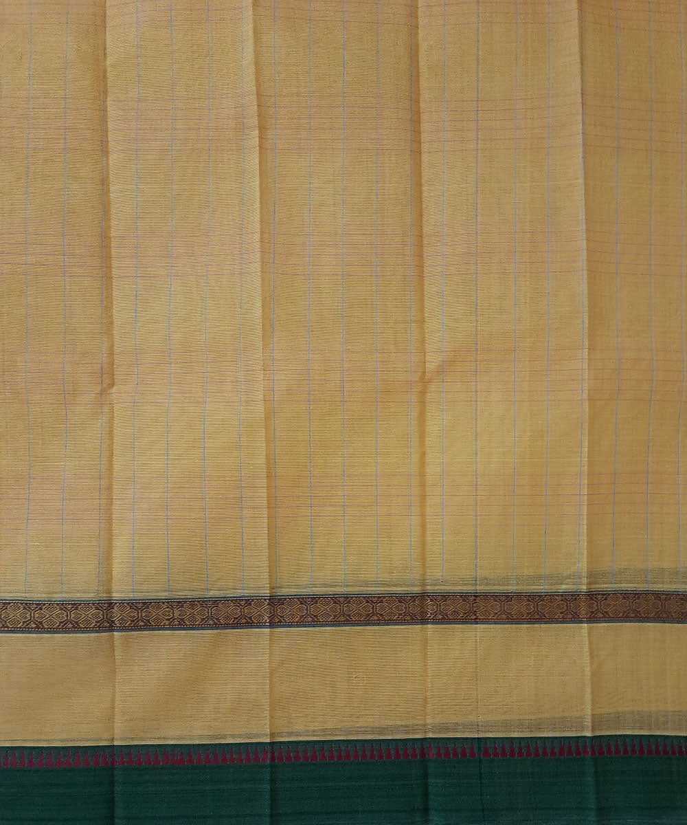 Light yellow handwoven cotton narayanpet saree