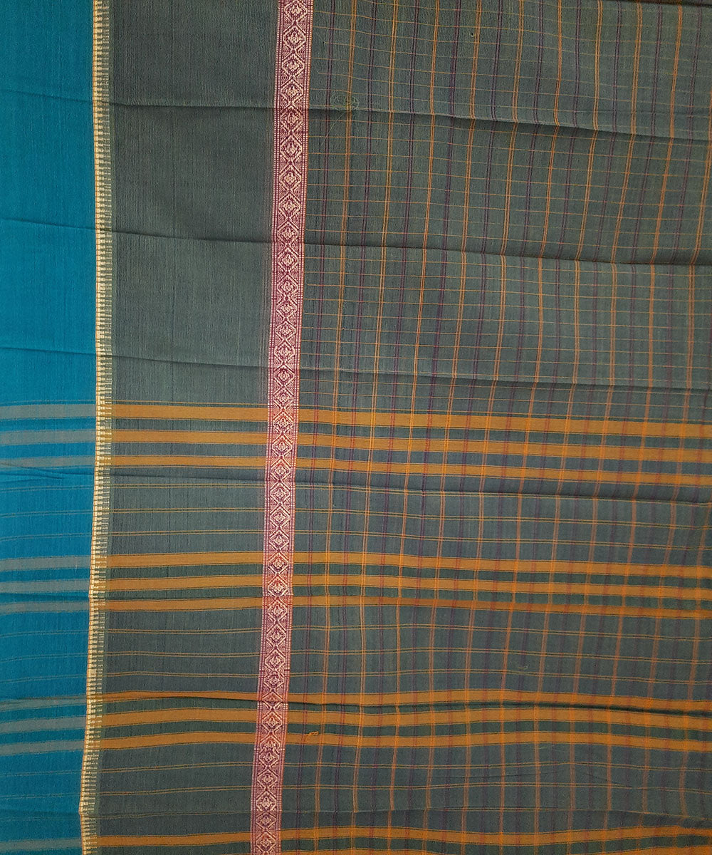 Green handwoven cotton narayanpet saree