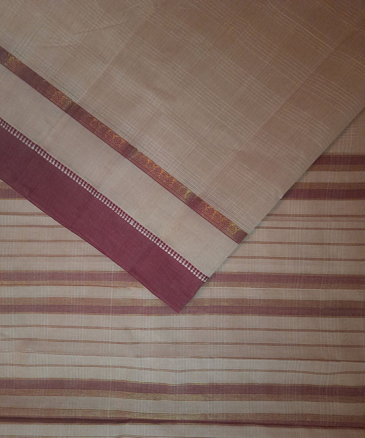 Cream hand woven cotton narayanpet saree