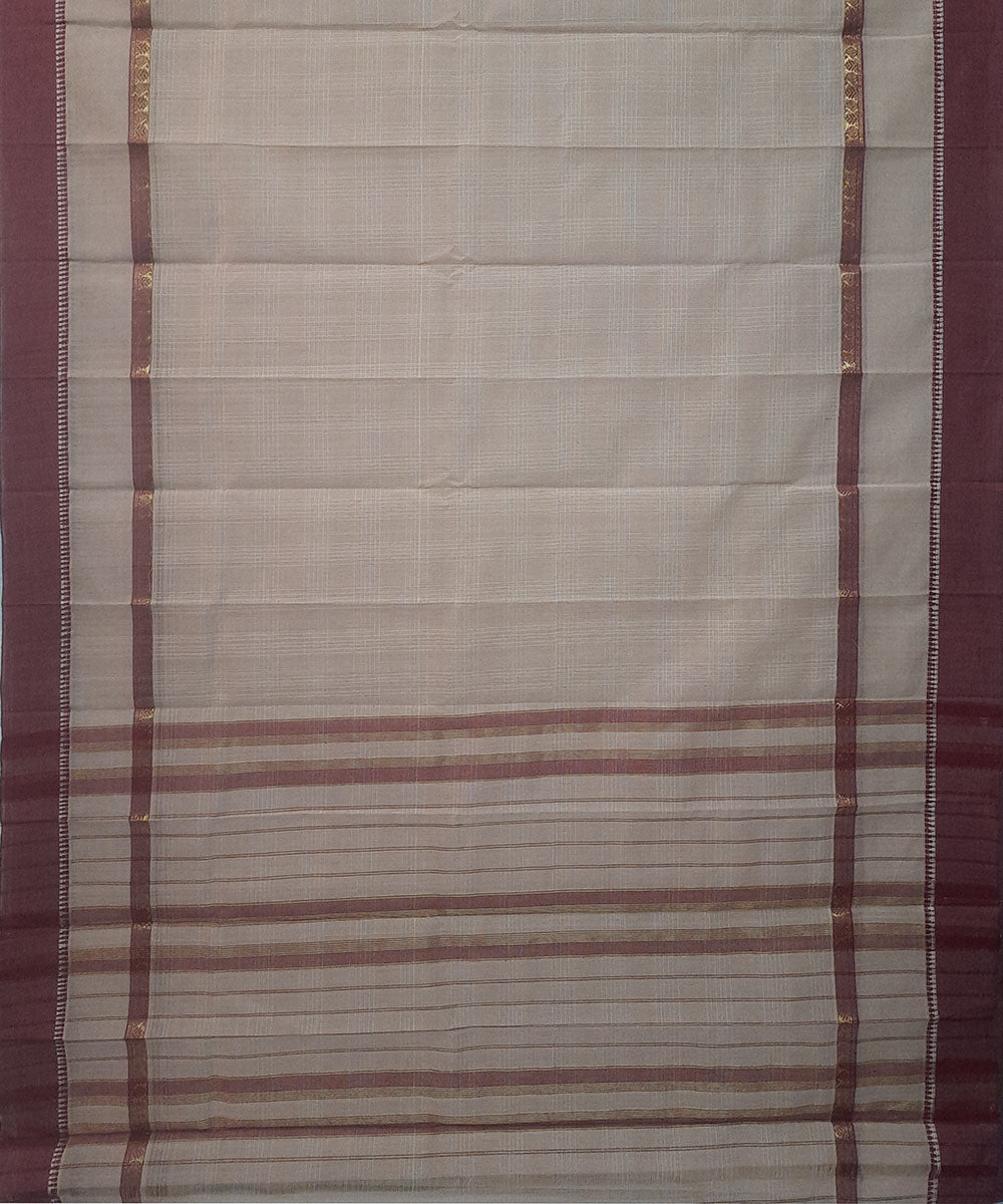 Cream hand woven cotton narayanpet saree