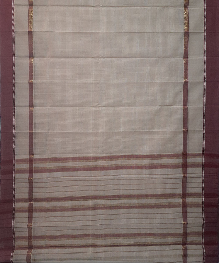 Cream hand woven cotton narayanpet saree