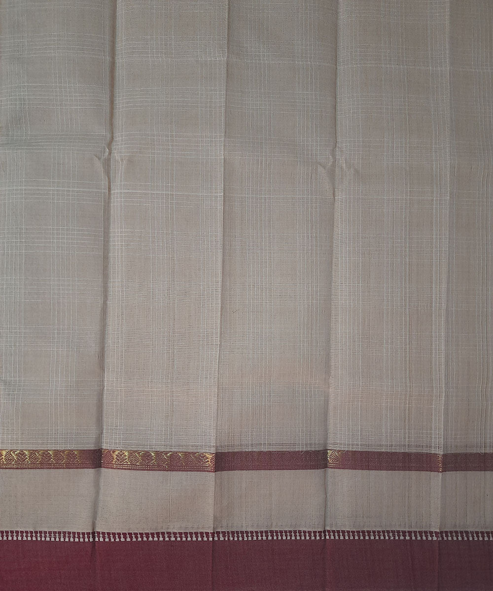 Cream hand woven cotton narayanpet saree