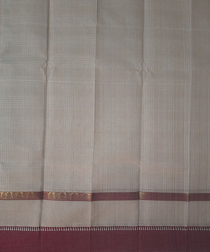 Cream hand woven cotton narayanpet saree