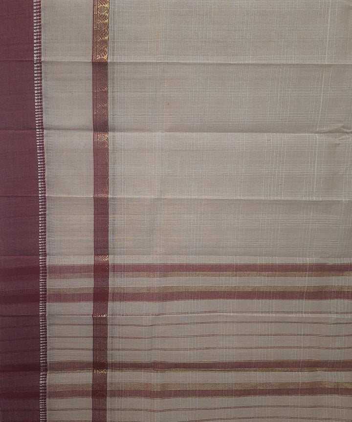 Cream hand woven cotton narayanpet saree