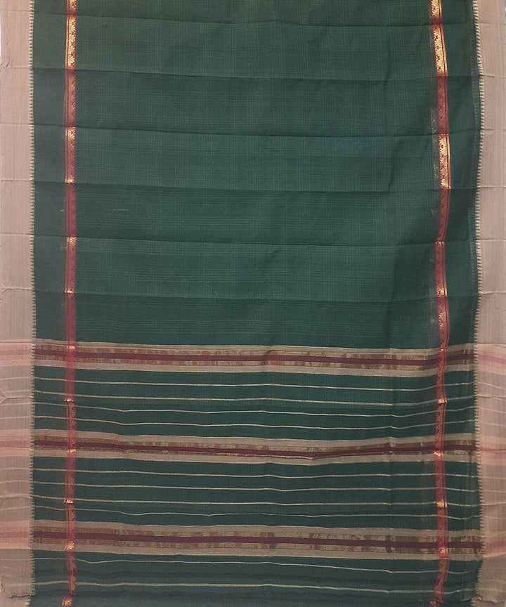 Dark green handwoven cotton narayanpet saree