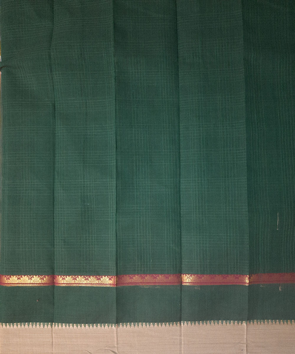 Dark green handwoven cotton narayanpet saree