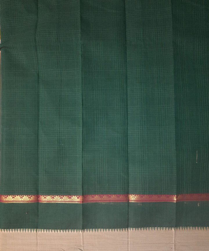 Dark green handwoven cotton narayanpet saree