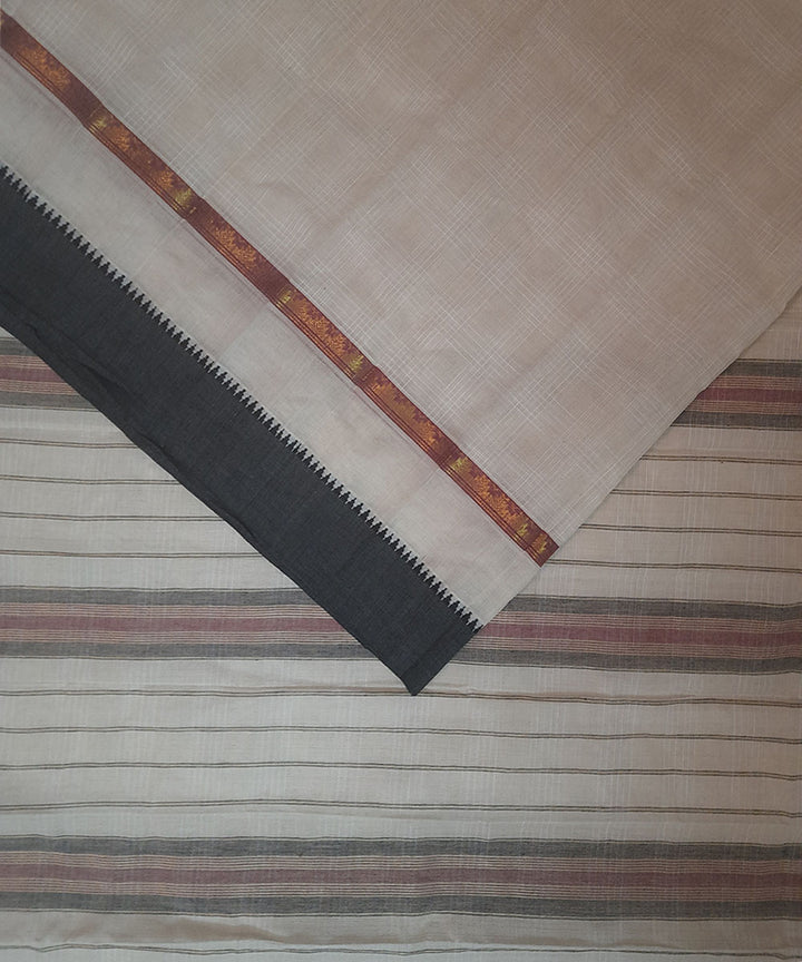 Cream handloom cotton narayanpet saree