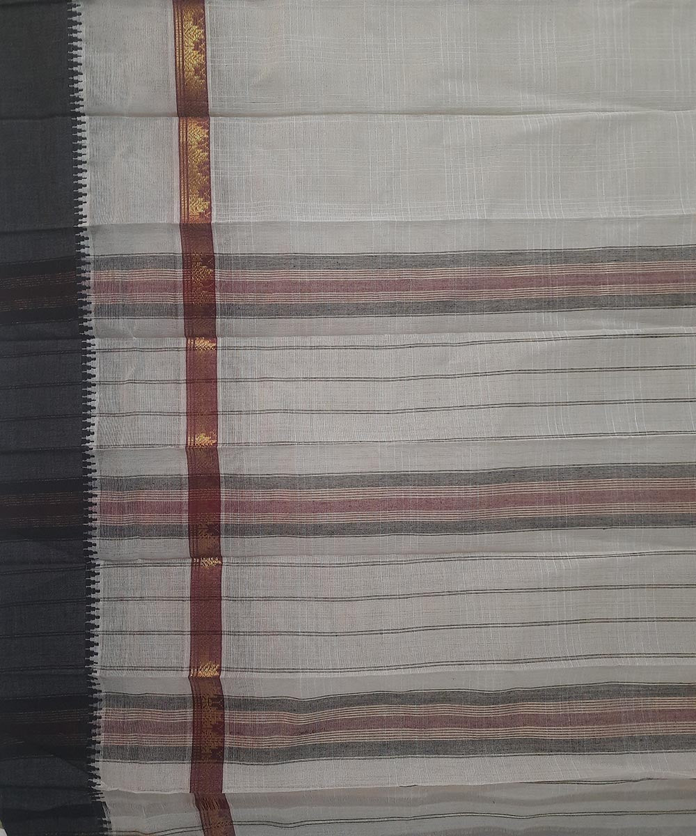Cream handloom cotton narayanpet saree