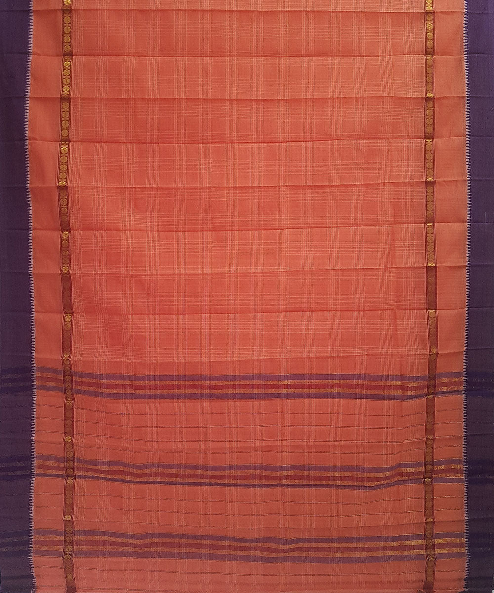 Light pink handwoven cotton narayanpet saree