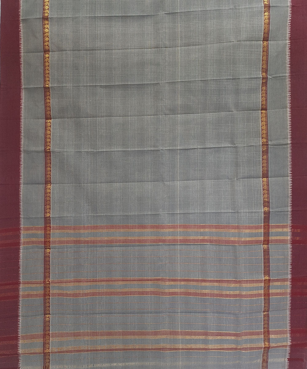 Grey handloom cotton narayanpet saree