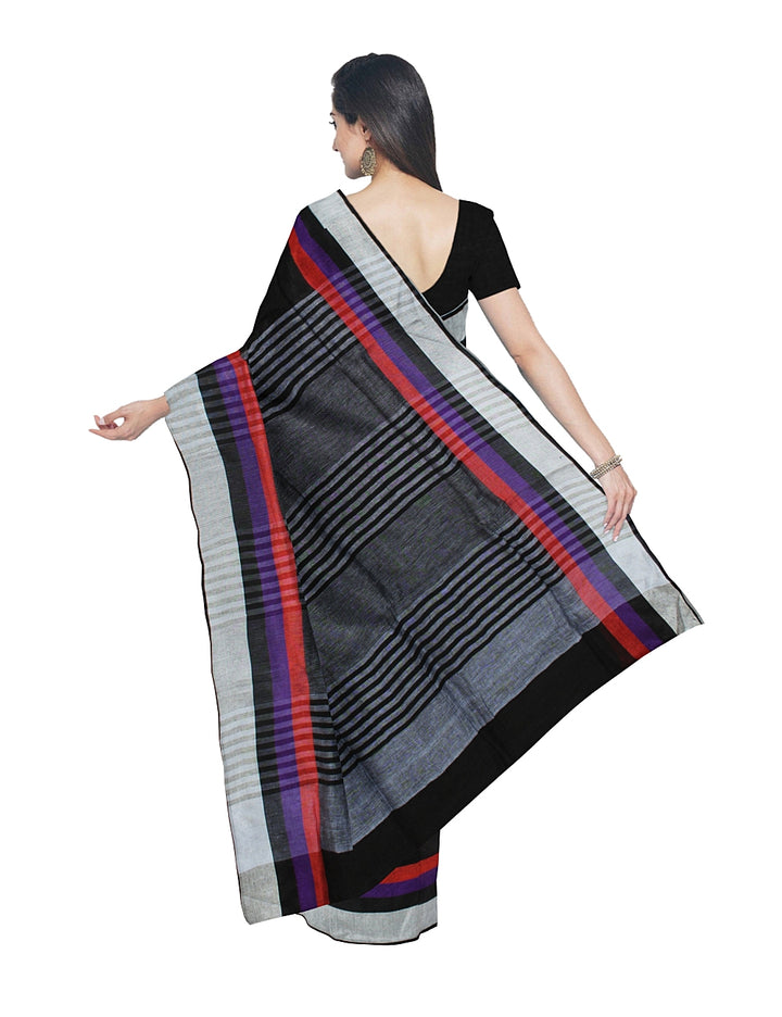 Bhagalpur Handloom Black Linen Saree