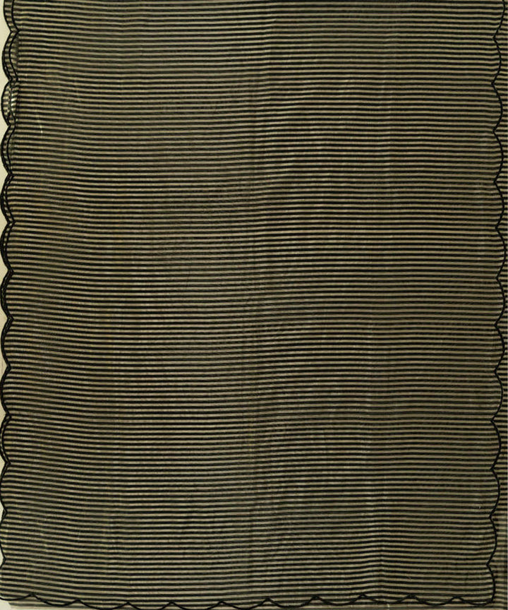 Black silver handwoven cotton silk chanderi saree