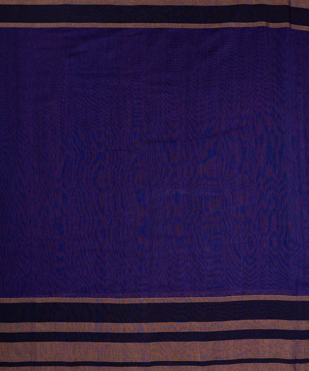 Blue gold handspun handwoven cotton silk saree