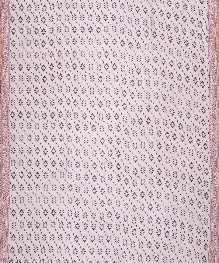 Black handblock bagh print cotton silk saree