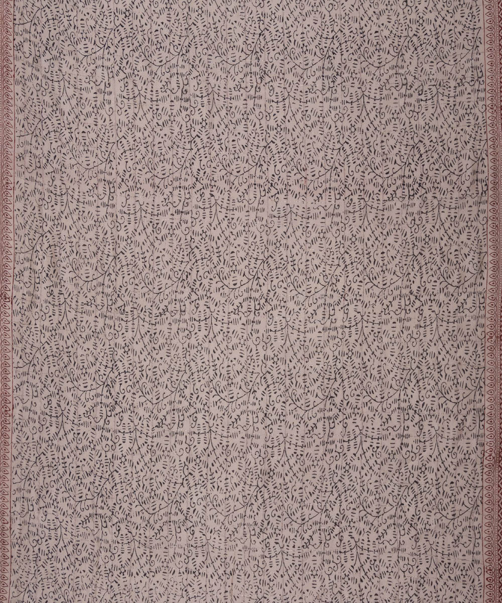 Dark beige handblock bagh print cotton silk saree
