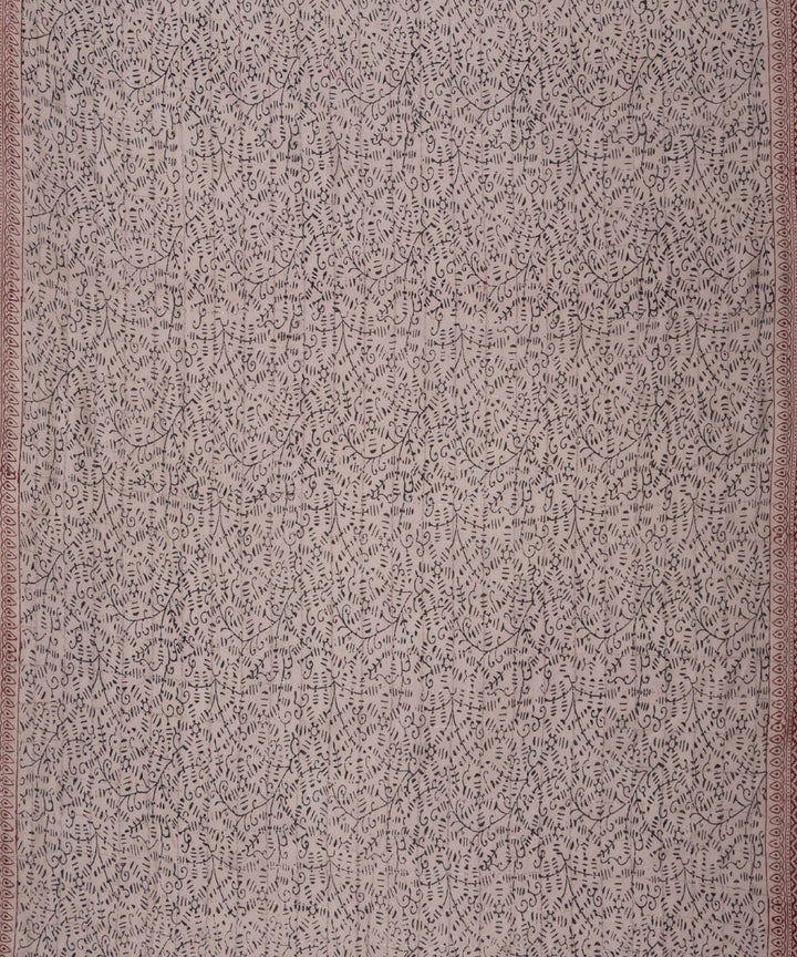 Dark beige handblock bagh print cotton silk saree