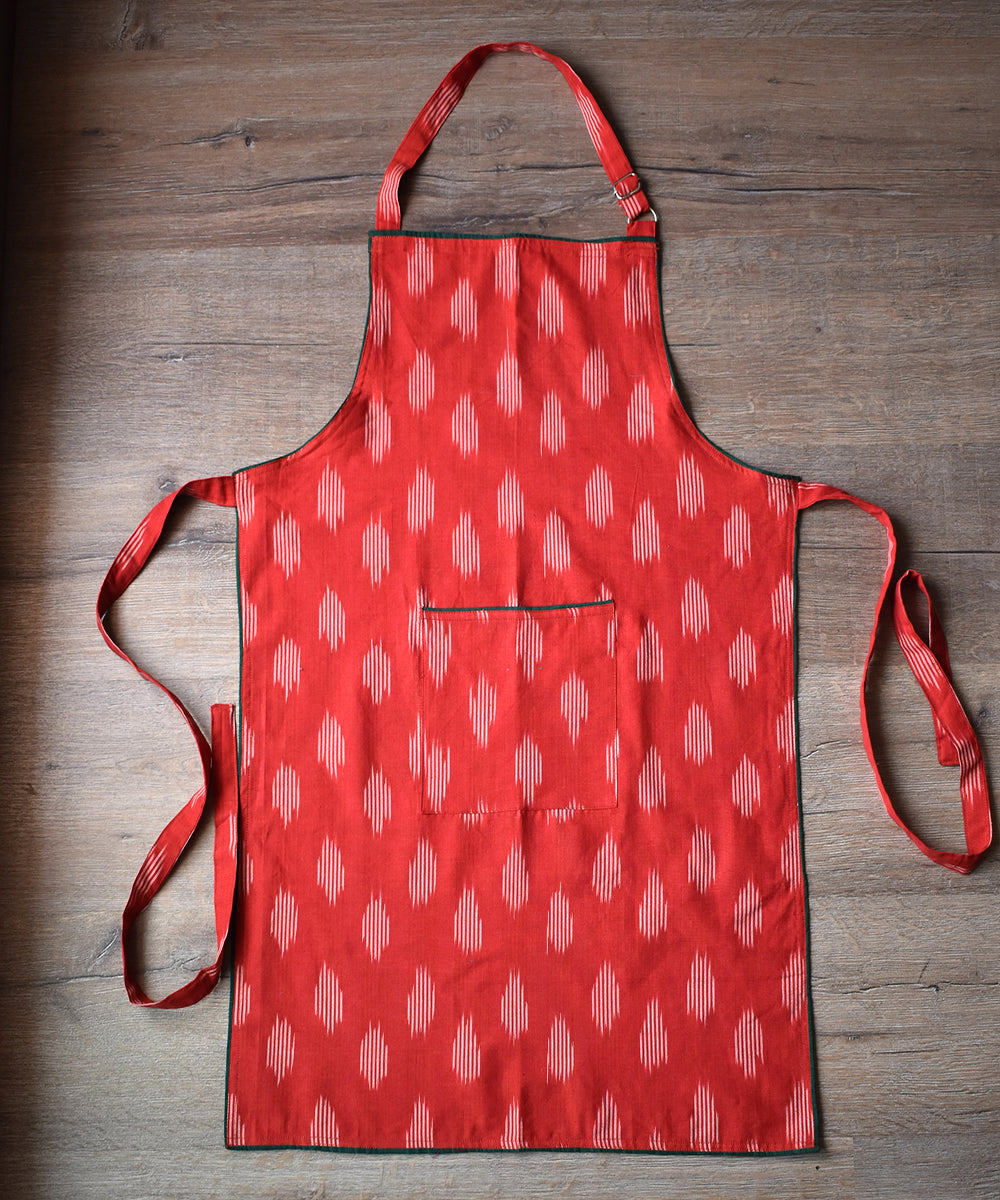 Red cotton ikat kitchen accessory set