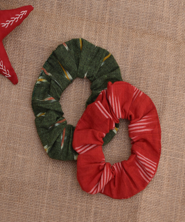 Multicolor assorted cotton ikat scrunchies
