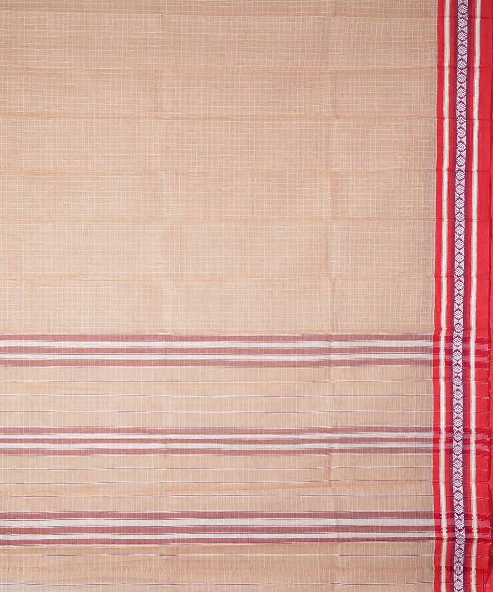 Cream handwoven cotton narayanpet saree