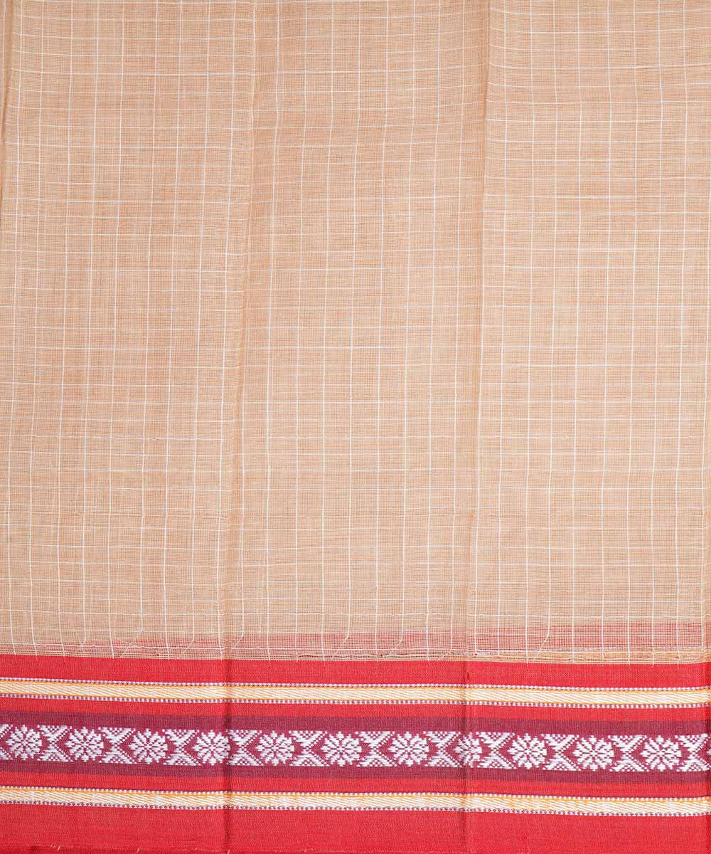 Cream handwoven cotton narayanpet saree